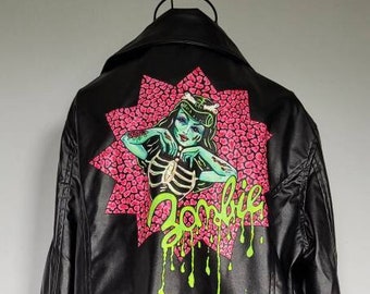 Handpainted custom jacket, barbi, custom painted jackets