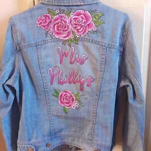 Handpainted custom denim jackets, bridal personalised jacket image 2