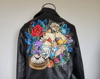 Handpainted Alice jacket, custom jacket, personalised jacket