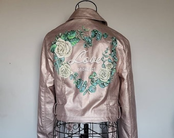 Handpainted custom jacket, wedding jacket, Wifey jacket