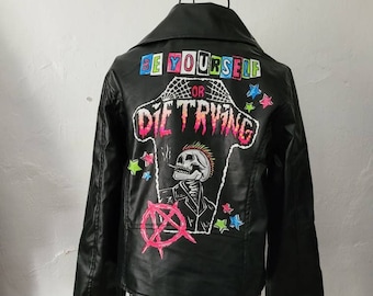 Custom painted jacket, mystical painted jacket, punk jacket