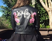 Handpainted faux leather jacket