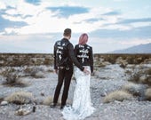 Couples custom personalised wedding jackets, custom painted couples jackets
