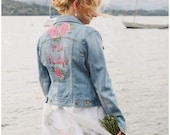 Handpainted custom personalised denim wedding jacket