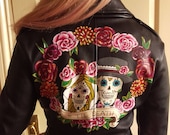 Handpainted custom sugar skull wedding jacket