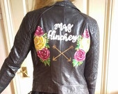 Handpainted customised and personalised faux leather jacket