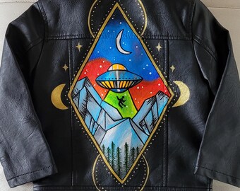 Tattoo inspired custom painted jacket, handpainted jacket, bridal jacket, wifey jacket