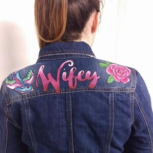 Handpainted custom denim jackets, bridal personalised jacket image 5