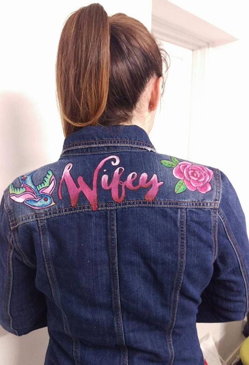 Handpainted custom denim jackets, bridal personalised jacket image 5