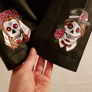 Custom painted wedding jacket, handpainted bride jacket image 7