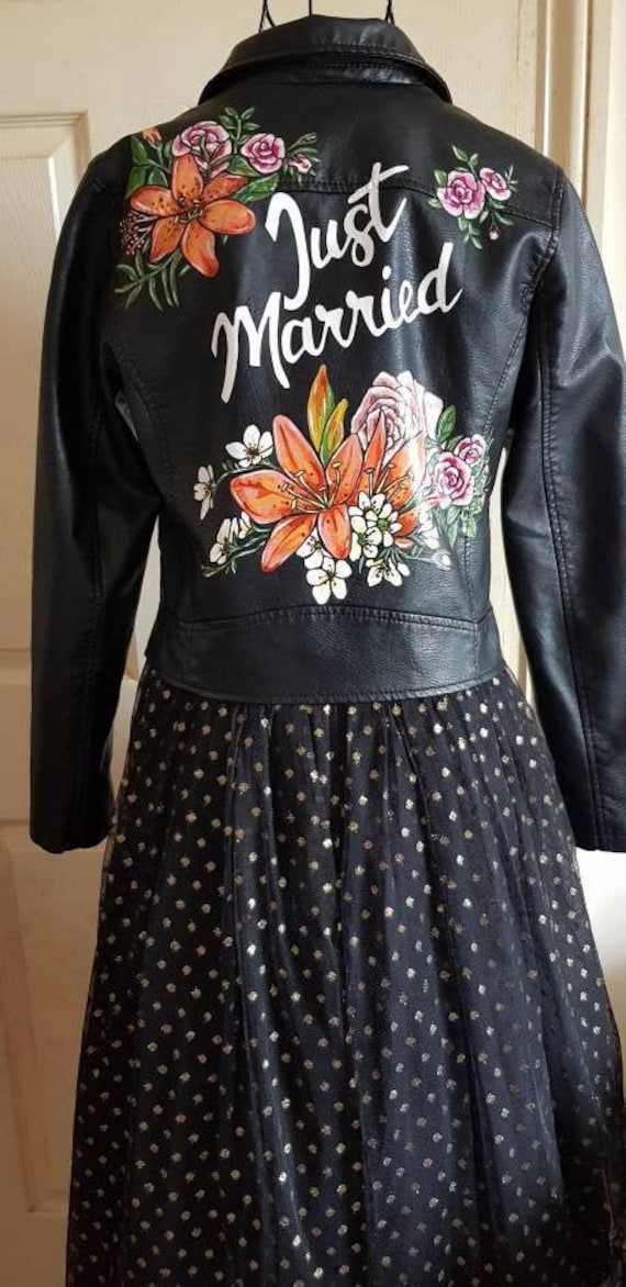 Handpainted custom jacket, bridal jacket, wifey jacket