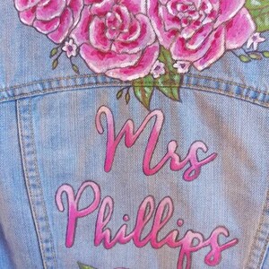 Handpainted custom denim jackets, bridal personalised jacket image 4