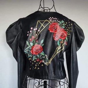 Custom painted wedding jacket, handpainted bride jacket image 5