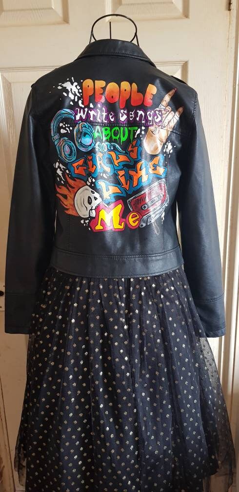 Image of Handpainted Faux Leather Jacket - Graffiti Style, Grunge, Streetwear