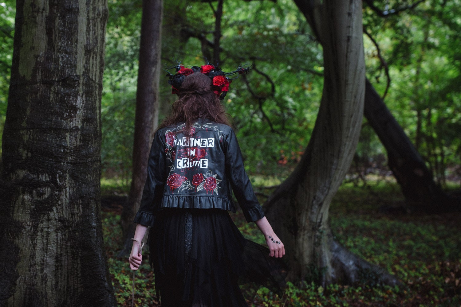 Image of Handpainted Faux Leather Jacket Size /