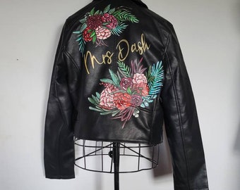 Custom painted jacket, handpainted jacket, bridal jacket