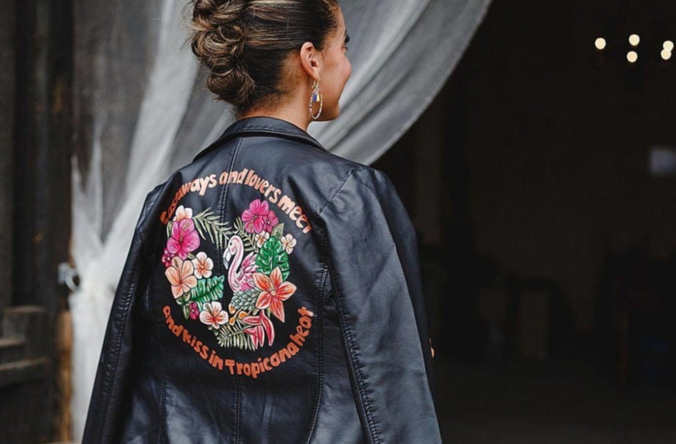 Image of Custom Painted Faux Leather Jacket