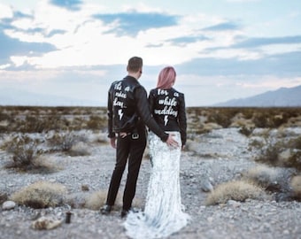 Custom listing for T -Couples custom personalised wedding jackets, custom painted couples jackets