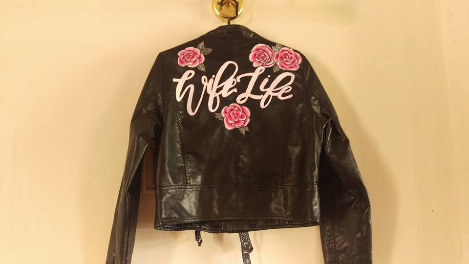 Handpainted Faux Leather Jackets Custom Painted Jacket Wifey | Etsy UK