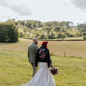 Custom painted wedding jacket, handpainted bride jacket image 4