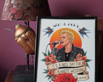 Digital tattoo print A4 Billy Idol - Personalized date White Wedding