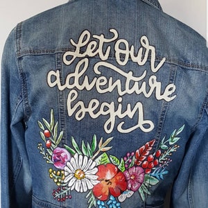 Handpainted custom denim jackets, bridal personalised jacket image 7