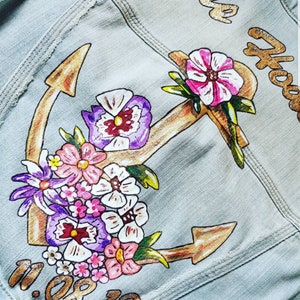 Handpainted custom denim jackets, bridal personalised jacket image 10