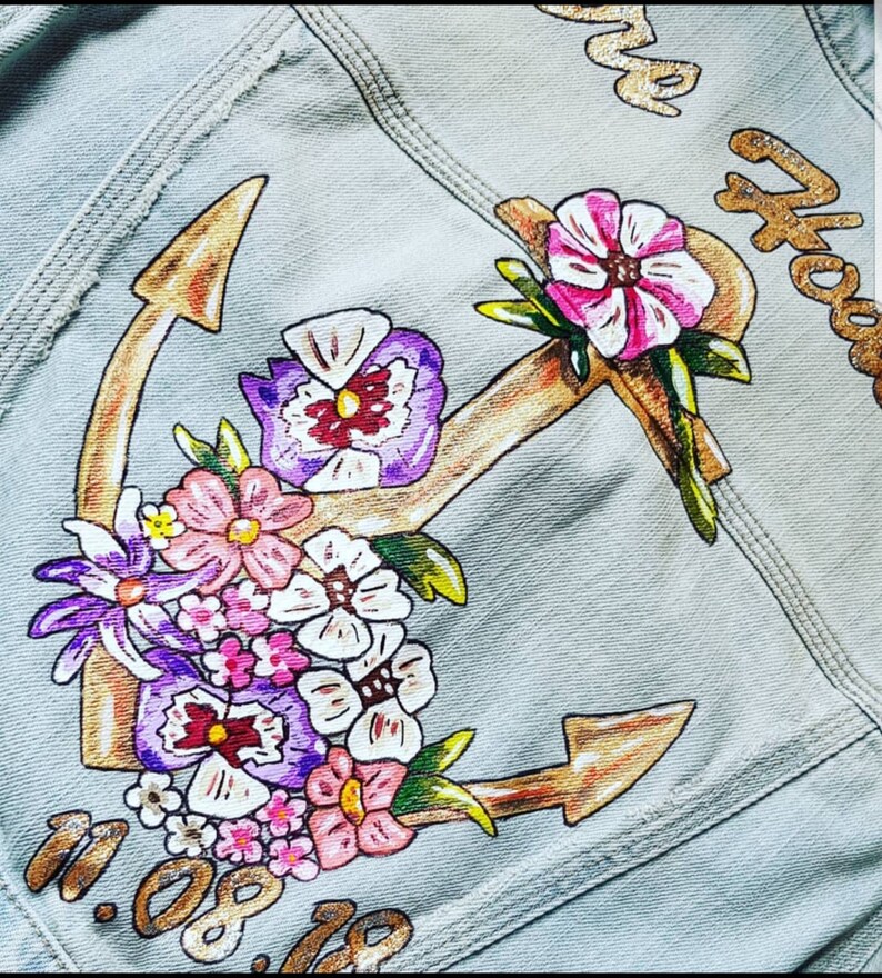 Handpainted custom denim jackets, bridal personalised jacket image 10