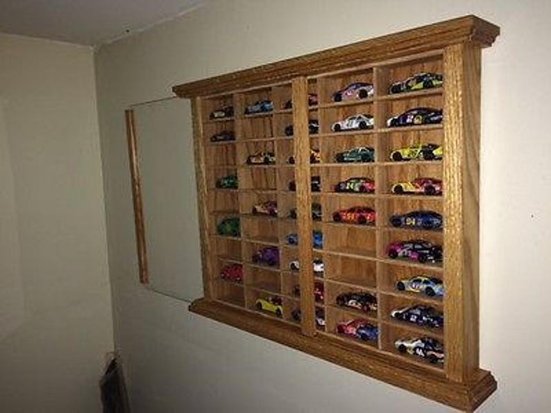 Hand Crafted Oak Display Case Match Box Hot Wheels 1/64 Scale Diecast NASCAR image 1