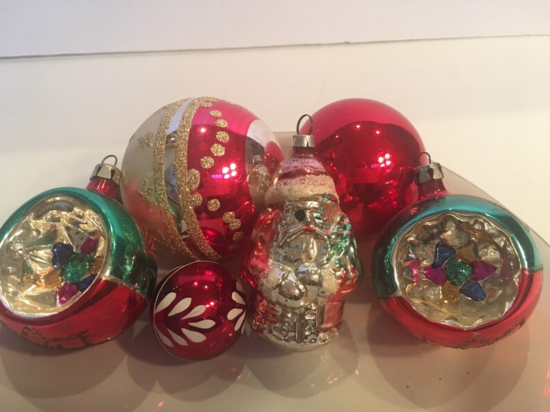 Vintage German Hand Blown Glass Santa Christmas Ornaments Etsy