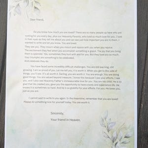 Briefe vom Himmel Brief für Sie Korrespondenz für einen Freund in Not, um sich geliebt zu fühlen Christliche basierende Liebe von Gott Gott liebt Sie, gehen Sie weiter