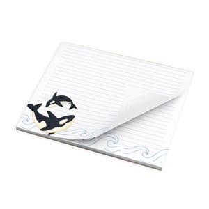 Bloc de notas de orcas, papelería oceánica, cuaderno de diario con delfines y orcas