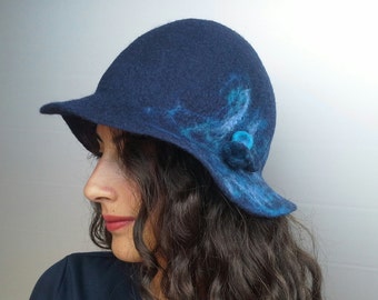 The Oceano Felt Hat, Merino Woll Hat Brim Hat, Blu Hat, Woman Hat