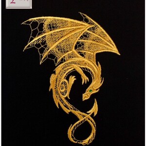 Dark Eerie Dragon Embroidered Sew On Patch: Medieval, Fantasy, Multiple Colors, Larping, Fathers Day
