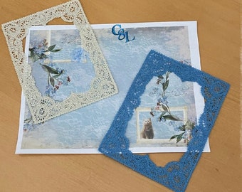 Timeless Lace Frames | Ivory or Twinkle Blue | Embellishments | Scrapbooks | Appliqué | Ephemera | Journals | Multiple Colors | Handmade