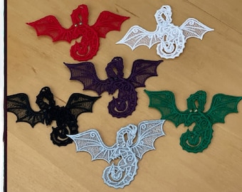 Fierce Lace Dragons Embellishments: FSL, Adjustable Wings, Scrapbooks, Appliqué, Multiple Colors, Fantasy, Decor, Journals
