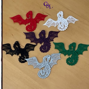 Fierce Lace Dragons | FSL | Adjustable Wings | Embellishments | Scrapbooks | Appliqué | Multiple Colors | Fantasy | Decor | Handmade
