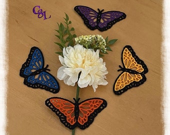 Papillon en dentelle Morpho du milieu de l'été | Embellissements | FLS | Albums | Appliqué | Éphémère | Journaux | Plusieurs couleurs | Fait main