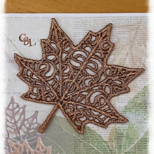 Shimmering Bronze Lace Maple Leaf | FSL | Autumn | Embellishments | Scrapbooks | Appliqué | Journals | Ephemera | Home Decor | Handmade