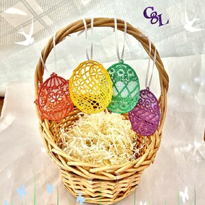 Lace Easter Egg Decorations SET of 4 FSL Easter Decor Easter Eggs Handmade Party Centerpiece Sun Catcher Ready to Ship image 2