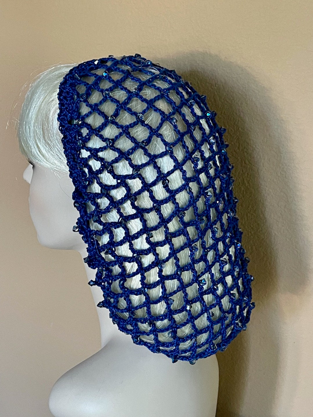 Blue‎ Beaded Net Hair Net Vintage Braided Hair Accessory Amazon.com: VENOFEN 60PCS Blue Hair Beads for Braids 3  main image 3