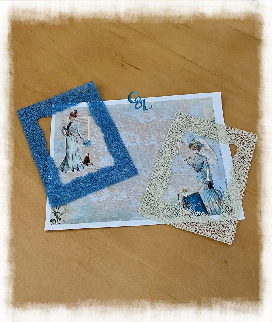 Lace Picture Frames: Ivory or Twinkle Blue, Embellishment, Scrapbooks ...