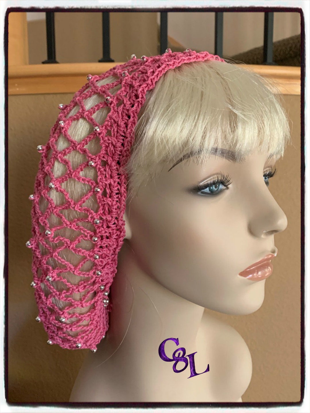 Larp Roses Warm Rose Crochet Snood With Silver Beads: Medieval, Renaissance ...