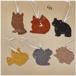 Lace Woodland Treasures Ornament Collection | Handmade | Bear | Owl | Fox | Hedgehog | Present Tag | Gift Tags | Decor | FSL | Embellishment