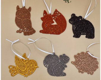 Lace Woodland Treasures Ornament Collection | Handmade | Bear | Owl | Fox | Hedgehog | Present Tag | Gift Tags | Decor | FSL | Ready to Ship
