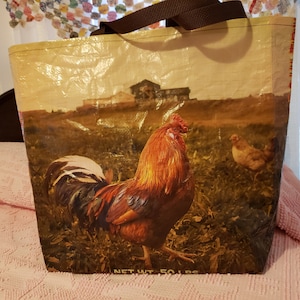 Chicken Hen and Rooster Feed Sack  Tote Bag