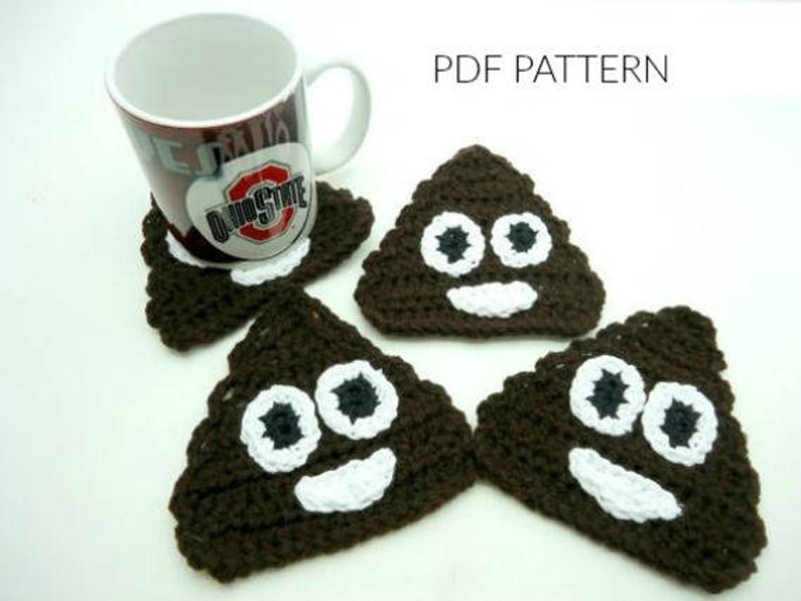 Crochet Poop Emoji Coasters PATTERN ONLY Etsy