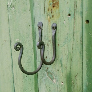 Hand Forged J Hooks, thumbprint Hooks