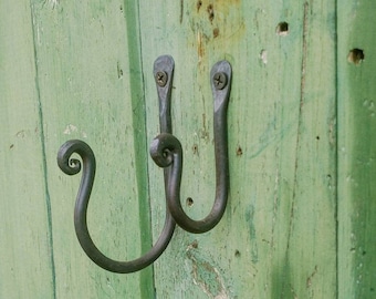 Hand Forged J Hooks, thumbprint Hooks