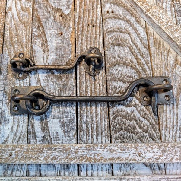 Hand Forged Hook and Eye Latch: Heavy Duty Wrought Iron Gate Lock